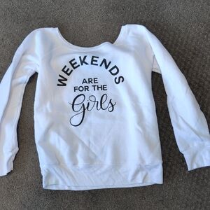 Bella Canvas White Girls' Weekend Sweatshirt